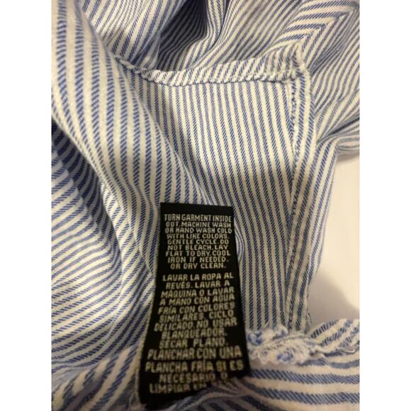 Zac & Rachel blue white striped long sleeve ruffled blouse smocked. Size 1X. - Picture 5 of 5